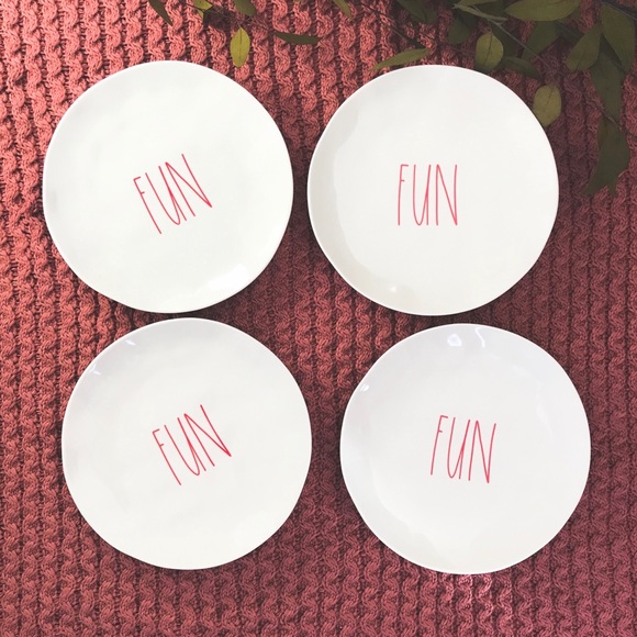 Rae Dunn Other - Rae Dunn Melamine Appetizer Plates Set 4 Red Fun